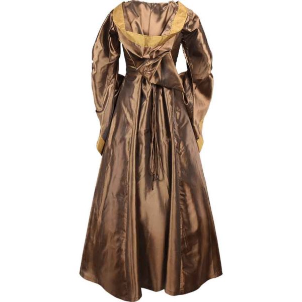 Hooded Renaissance Sorceress Dress - Bronze