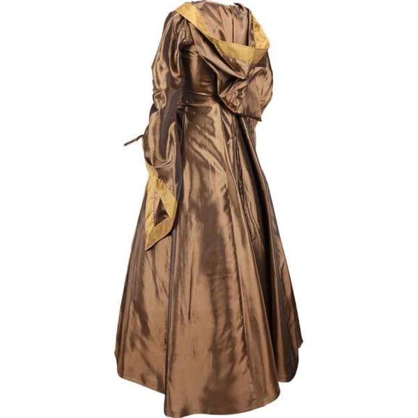 Hooded Renaissance Sorceress Dress - Bronze