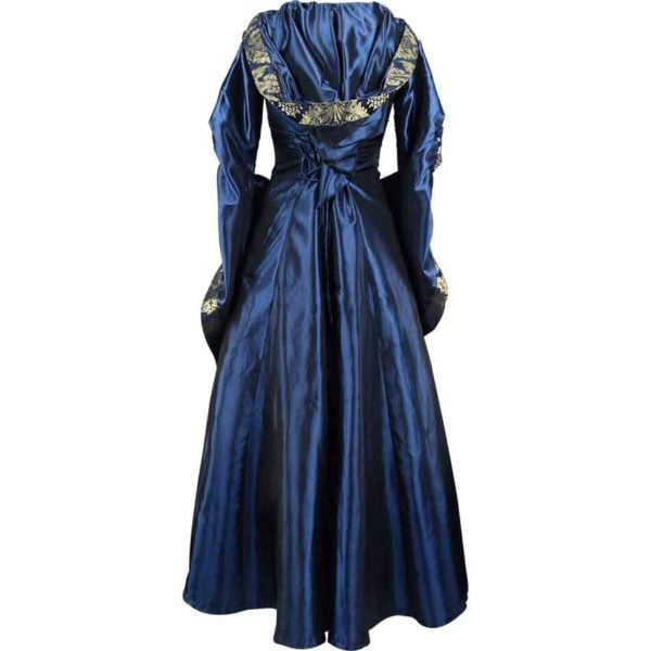 Alluring Damsel Dress with Hood - Blue with Gold