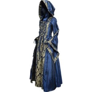 Alluring Damsel Dress with Hood - Blue with Gold