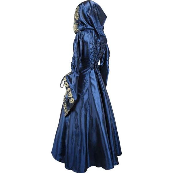 Alluring Damsel Dress with Hood - Blue with Gold