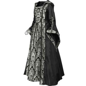 Alluring Damsel Dress with Hood - Black with Silver