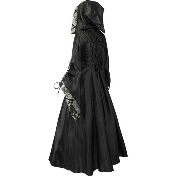 Alluring Damsel Dress with Hood - Black with Silver