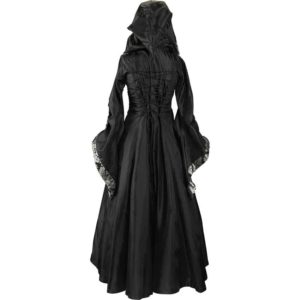 Alluring Damsel Dress with Hood - Black with Silver