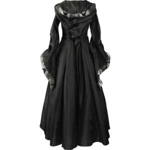 Alluring Damsel Dress with Hood - Black with Silver