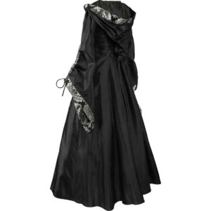 Alluring Damsel Dress with Hood - Black with Silver
