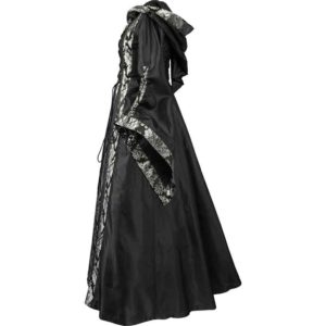 Alluring Damsel Dress with Hood - Black with Silver
