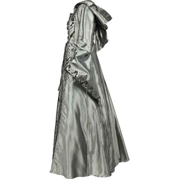 Alluring Damsel Dress with Hood - Silver with Black