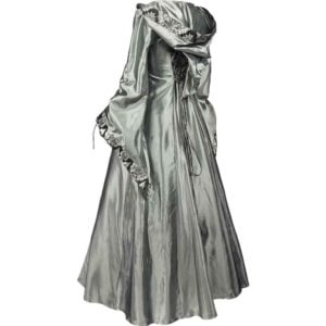 Alluring Damsel Dress with Hood - Silver with Black