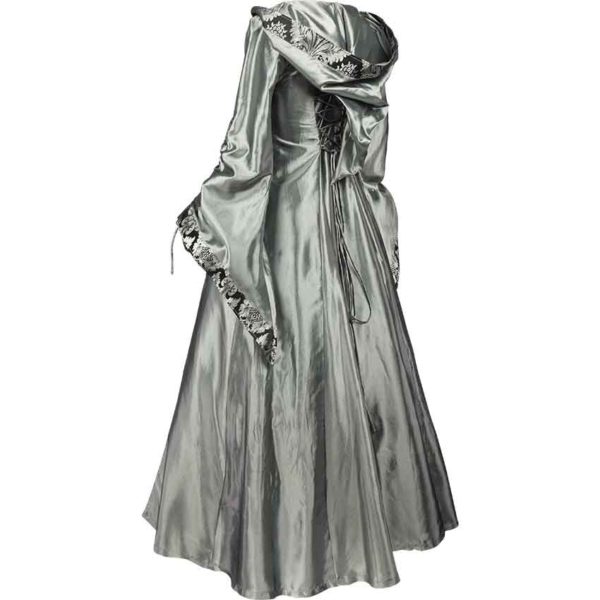 Alluring Damsel Dress with Hood - Silver with Black