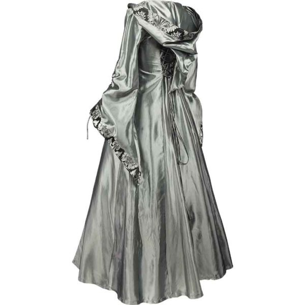 Alluring Damsel Dress with Hood - Silver with Black