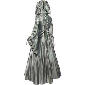 Alluring Damsel Dress with Hood - Silver with Black