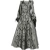 Alluring Damsel Dress with Hood - Silver with Black