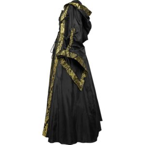 Alluring Damsel Dress with Hood - Black with Gold