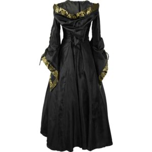 Alluring Damsel Dress with Hood - Black with Gold