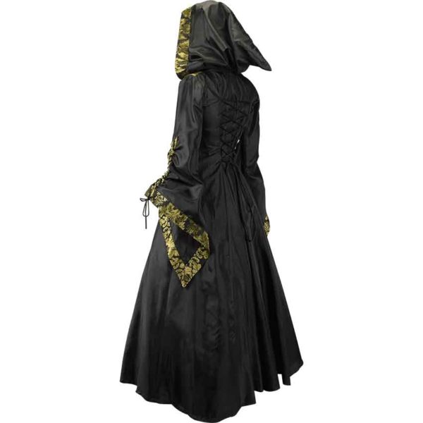 Alluring Damsel Dress with Hood - Black with Gold