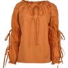 Juliet Tied Sleeve Cotton Blouse