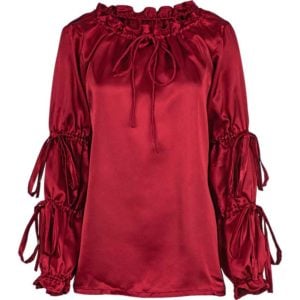 Juliet Tied Sleeve Satin Blouse