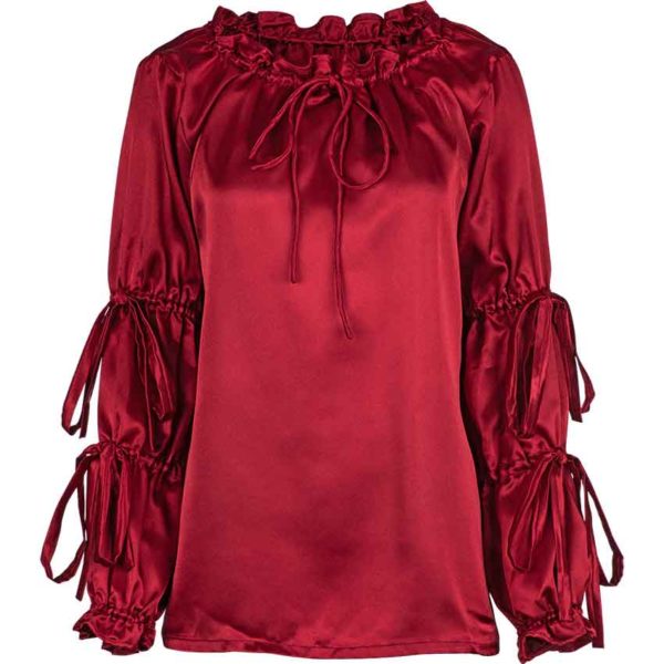 Juliet Tied Sleeve Satin Blouse