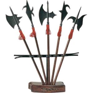 Miniature Halberd Set of 5 with Stand