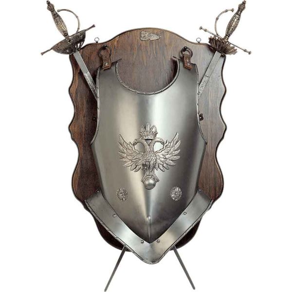 Heraldic Eagle Breastplate with Two Decorative Swords Wall Plaque