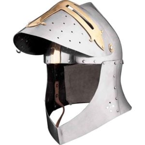 14th Century Gilded Sugar Loaf Visored Helmet