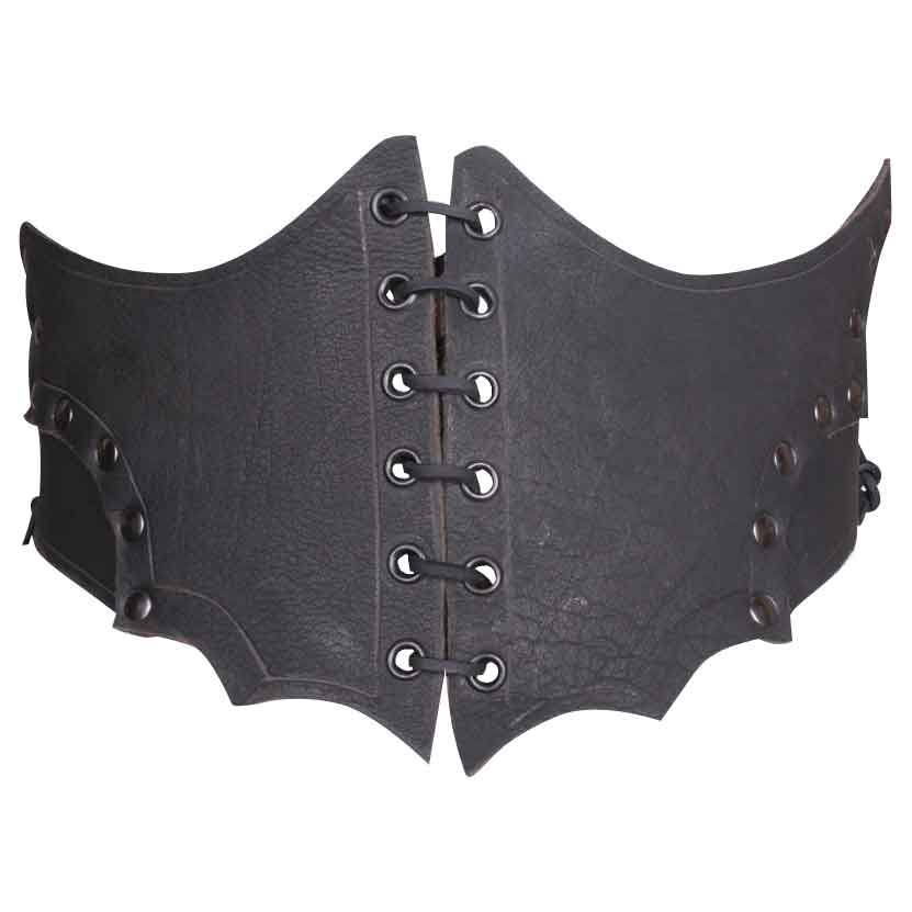 Black leather waist cincher