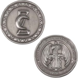 Set of 10 Silver Dragon LARP Coins