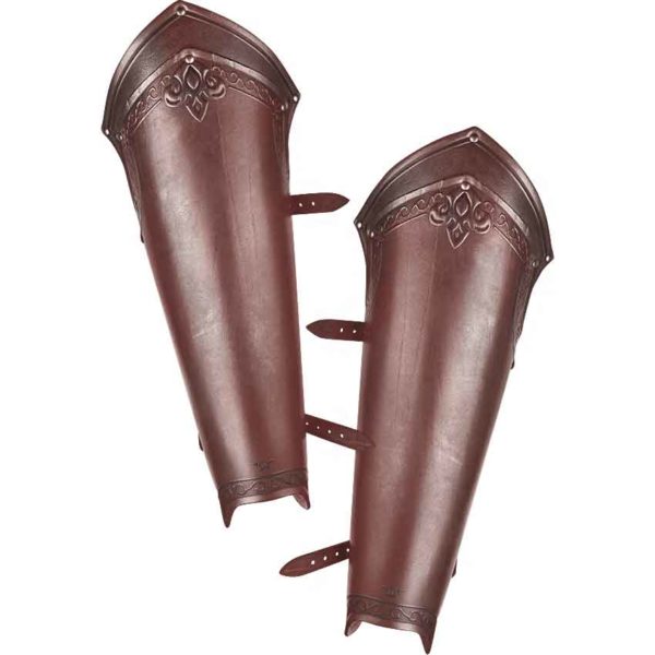 Fleur-de-Lis Lancelot Leather Greaves