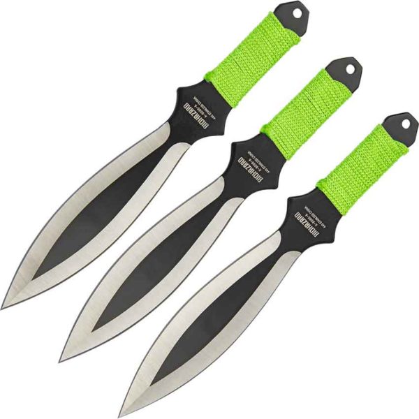 3 Piece Biohazard Cord Wrapped Leaf Blade Throwing Knives