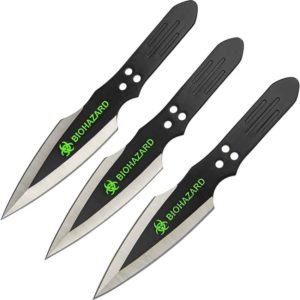 3 Piece Biohazard Thunderbolt Throwing Knives