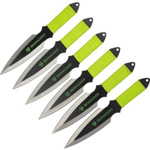 6 Piece Biohazard Two Tone Throwing Knives