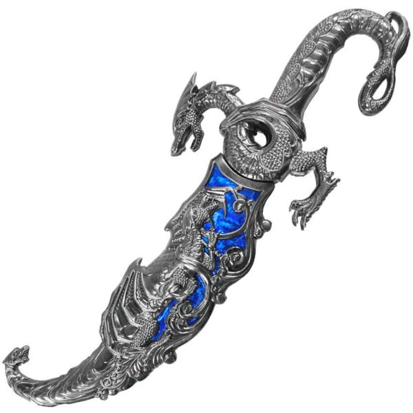 Ornate Dragon Dagger with Blue Scabbard