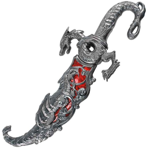 Ornate Dragon Dagger with Red Scabbard