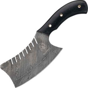 Serrated Damascus Steel Cleaver Knife