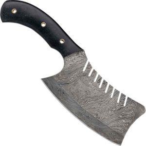 Serrated Damascus Steel Cleaver Knife