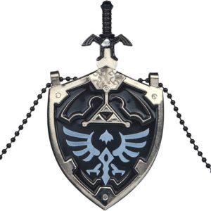 Black Master Sword and Shield Necklace