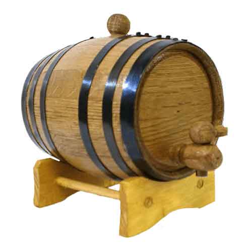 1 Liter Oak Barrel with Black Steel Hoops