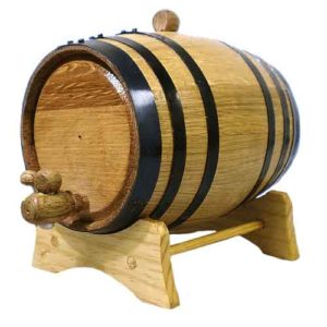 2 Liter Oak Barrel with Black Steel Hoops