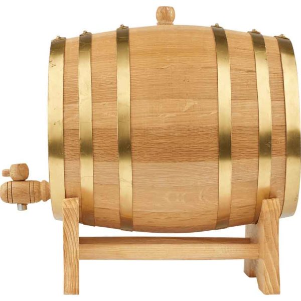 10 Liter Oak Barrel with Brass Hoops