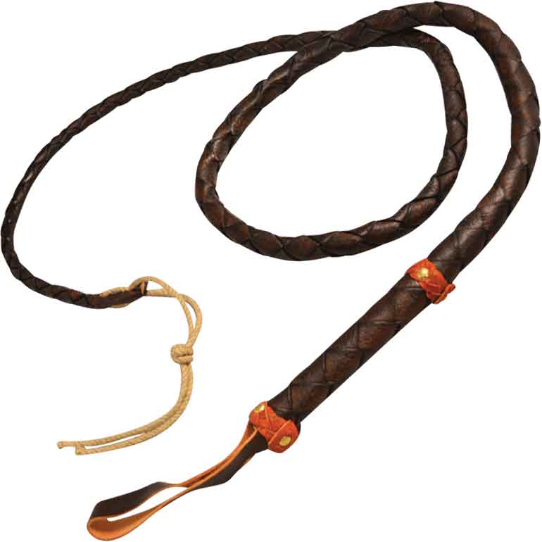 thumbnail interactive-video image 1 of 10-Foot Chocolate Brown Bullwhip - 12 Plaits, Premium Top Grain Leather, Heavy Duty 1 of 2