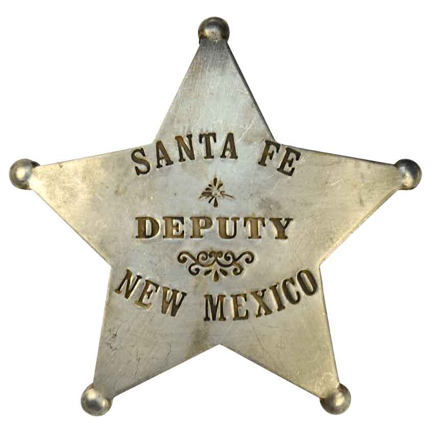 OLD WEST TIN BADGE SANTA FE DEPUTY NEW MEXICO