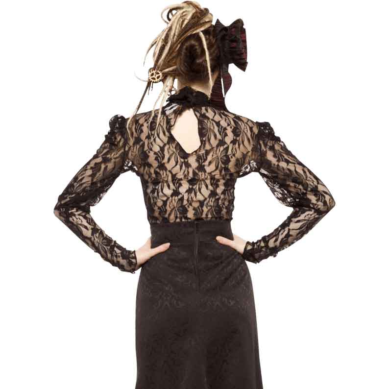 Gothic Sheer Applique Lace Blouse