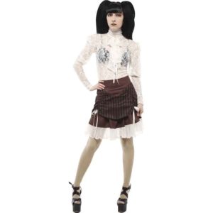 Steampunk Cotton Striped Lace Frill Skirt