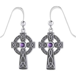 Celtic Cross Earrings with Gemstones