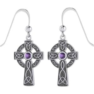 Celtic Cross Earrings with Gemstones