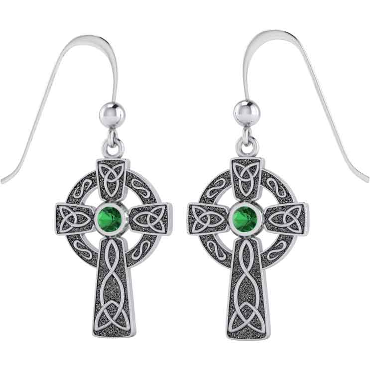 Celtic Cross Earrings with Gemstones