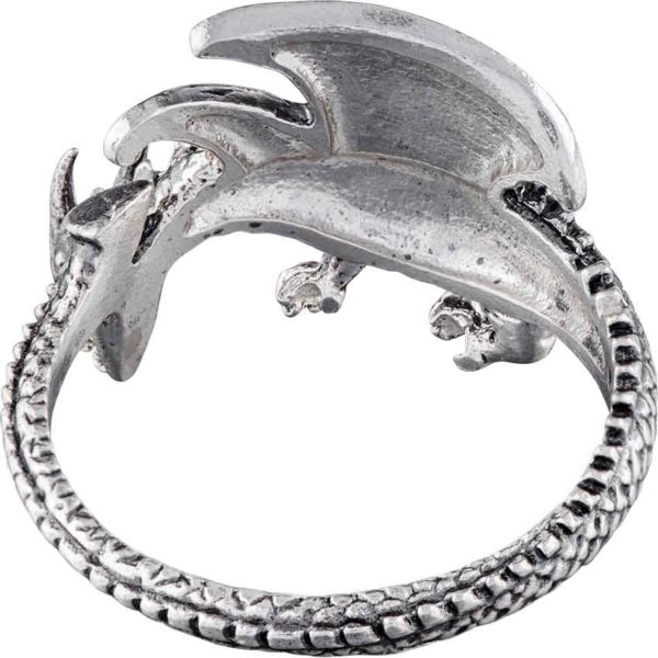 Winged Silver Dragon Ring