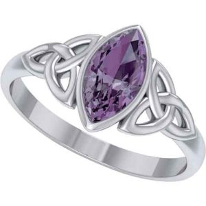 Silver Triquetra Gemstone Ring