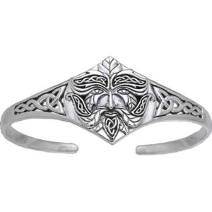 White Bronze Celtic Greenman Cuff